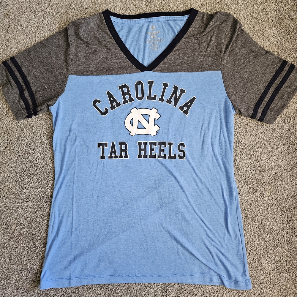 Women's Colosseum Blue and Black V-Neck Tee